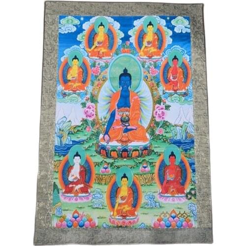 China Old Tibet Silk Thangka Like Hanging Painting Fengshui Lata Buddha Portrait