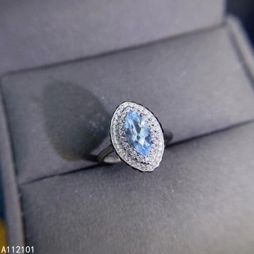 KJJEAXCMY fine jewelry S925 sterling silver inlaid natural Aquamarine new girl trendy ring support test Chinese style