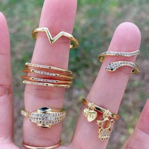 10Pcs New Arrival CZ Zirconia Rings For Women Girls Fashion Ring Femme Gold Ring Punk Jewelry Gift for Girl