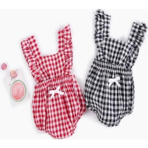 Baby Girl Romper Summer Newborn Baby Clothes Ruffle Baby Jumpsuit Girl Boy Sunsuit Sleeveless Plaid Infant Toddler baby onesie