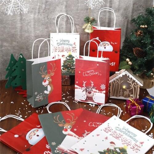 Christmas Candy Bags Santa Claus Elk Candy Sweet Treat Bags Xmas New Year Biscuit Bags Gift Stand up Colorful Bags
