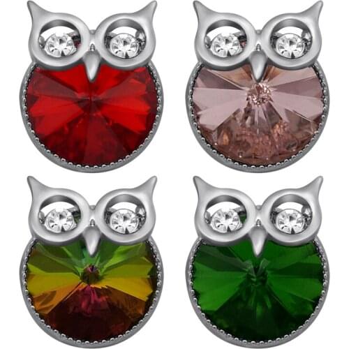 KZ3436 New Beauty Rhinestone Owl 18mm snap buttons colorful fit 18mm snap necklace jewelry wholesale Gift