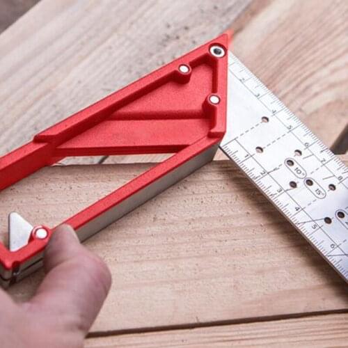 Precision Marking Square Ruler Stainless Steel Woodworking Tool Line Maker with Holes & Suspended Design for Art Draw Workpro