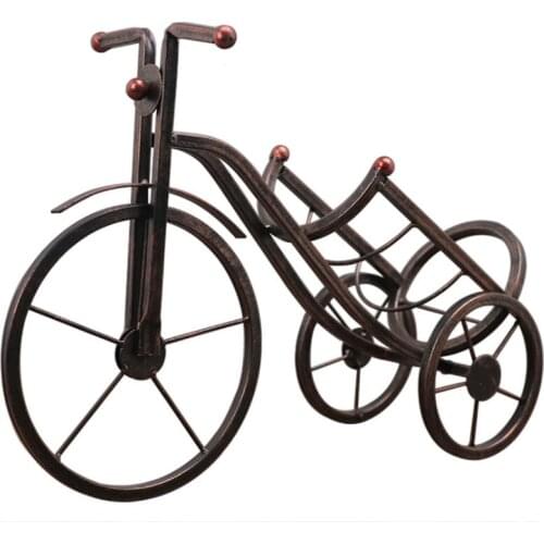 Diecast Metal Bicycle Model Toys Iron Art European Style Retro Wine Rack For Family Display Collection Furnishing Crafts Gift