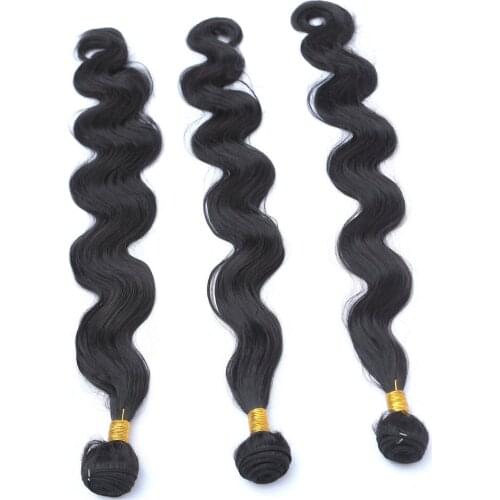 Soft Premium Heat Resistant Fiber Weave For White Women,Silk Natural Black Color Body Wave Longer Hair Bundle 100g 26"28"30 Inch