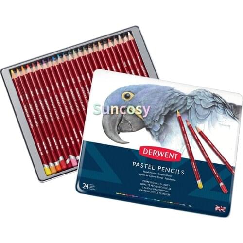 Derwent Pastel Pencil Set with Tin, Assorted Colors, Set of 12/24/36/72 Colors,Can Be Easily Mixed and Blended