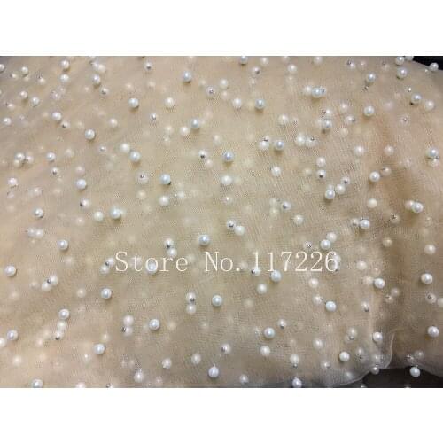 Latest Style Beaded Lace Fabric 2017 Fashion African Lace Fabric Tulle African French Lace Fabric High Quality JRB-55629
