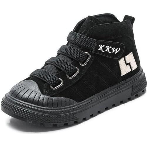 New Children Boots for Boys Sneakers Autumn Winter Casual Girls Ankle Boots Fashion Kids Martin Shoes Genuine Leather Plush Warm