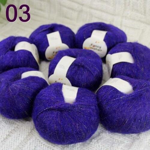 NEW Luxurious Soft 8balls*50g Crocheting & Knitting MOHAIR wool hand Yarn Knitting Rainbow Blue Velvet 823-03-8