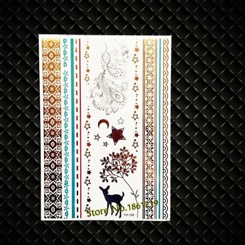 New Silver Peacock Feather Temporary Tattoo Sexy Women Body Art Arm Sleeve Tatoo Henna Bracelet GYH-106 Tree Dog Pet Tattoos