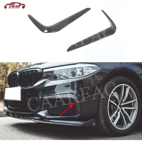Carbon Fiber Front Bumper FogLamp Eyelids Trim Air Vent Cover Strips For BMW 5 Series G30 G31 G38 M Sport 2017-2019
