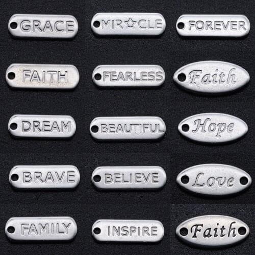 20Pcs/Lot 100% Stainless Steel Word Grace Pendant DIY Necklace Bracelet Jewelry Making