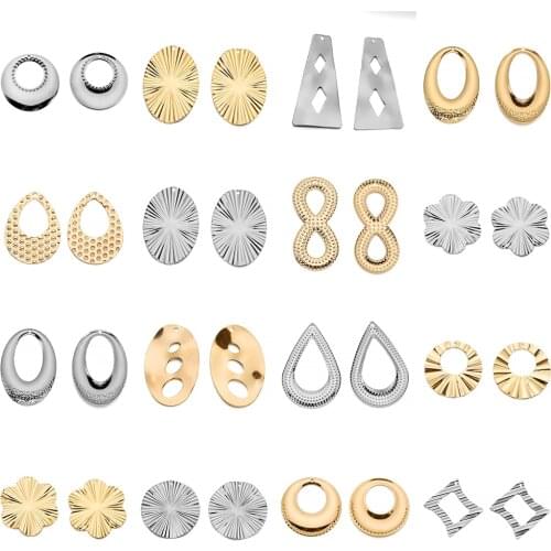 6Pcs/Lot Stainless Steel Gold Irregular Shape Charms Pendants for DIY Earring Jewelry Making Findings Accessories Supplies