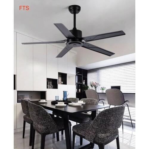 Industrial style ceiling fan light simple iron leaf fan modern living room dining room silent chandelier with electric fan
