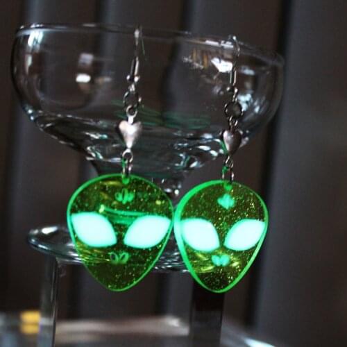 Extraterrestrial being Ear Cuff GLOW in the DARK saucerman Ear earrings Earring eardrop Clip WOMEN girl gift for yours
