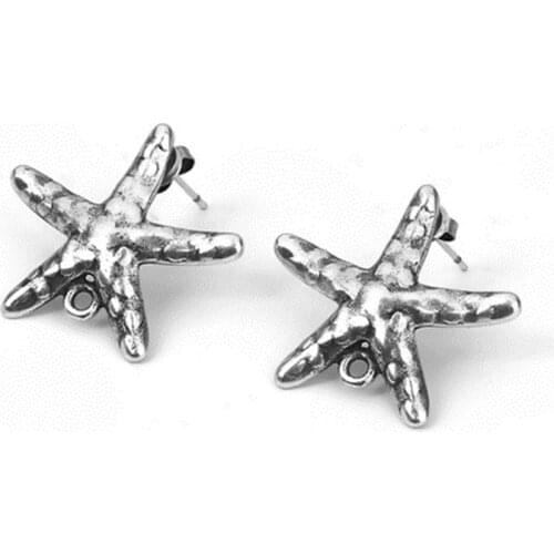 8Seasons Zinc Based Alloy Ear Post Stud Earrings Findings Spiral Silver Color Oval W/ Loop Jewelry DIY Charms,2 PCs