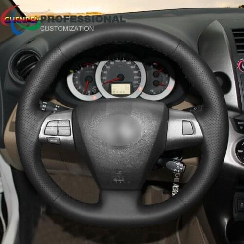 DIY Hand-Sewn Non-Slip Black Leather Car Steering Wheel Cover For Toyota Corolla RAV4 Matrix Car Interior Accessories