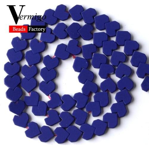 Dark Blue Nanotech Rubber Hematite Heart Shape Minerals Beads For Jewelry Making 8mm Spacer Beads Diy Bracelets Necklace 15