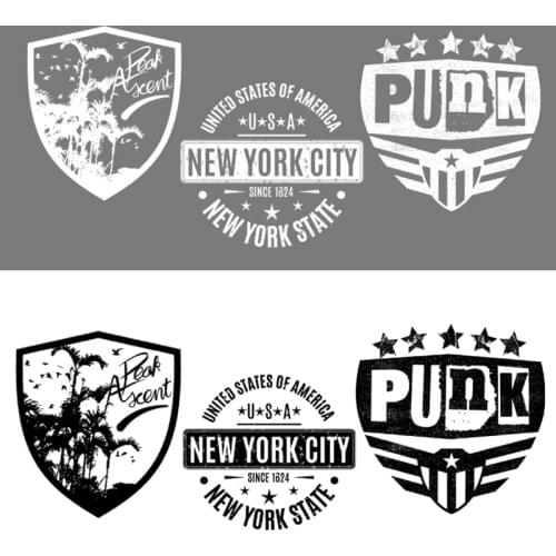 Iron on transfer for clothes black white letter punk style hippie Stickers patches for clothes Stripes iron on vinyl transfer