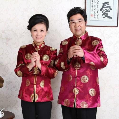 Long Sleeve Traditional Ancient Jacket Middle-aged and Old Tang Suit Men Women Cheongsam Shirt Kung Fu Jacket Hanfu Hommes