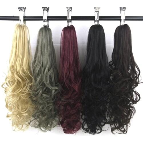 Soowee 24inch Long Blonde Red Wavy Pony Tail High Temperature Fiber Claw Hairpiece Ponytail Synthetic Hair Extensions