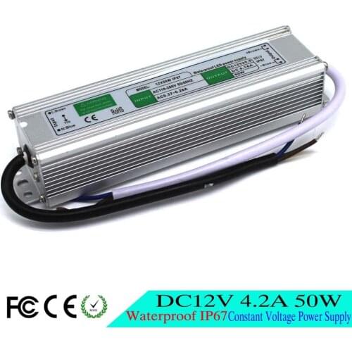 Waterproof ip67 Power Supply 12V 4.2A 50w Led Driver Transformer AC110V 220V to dc12V SMPS Power Adapter for strip