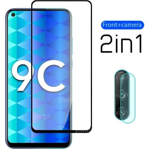 2 in 1 honor 9c camera lens protective glass for huawei honor 9c xonor 9 c c9 glass honor9c aka-l29 safty amored protection film