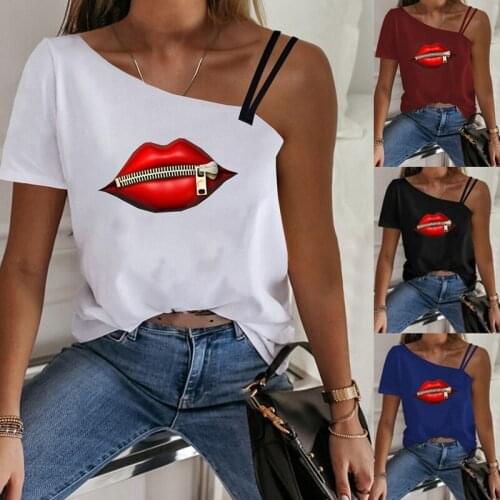 Ladies Short Sleeve Print T Shirt Casual Loose Off Shoulder Tee Women Tops Plus Size S-5XL