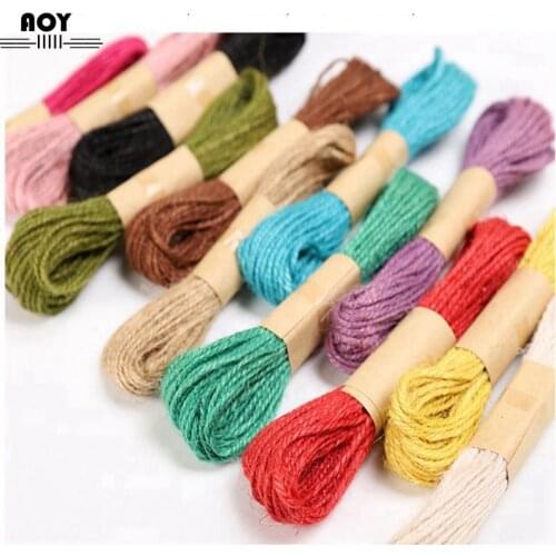 1mm 12 colors Hemp Rope Natural Hessian Jute Twine String For DIY Handwork Craft Gift Packing Party Decorative Burlap Cords