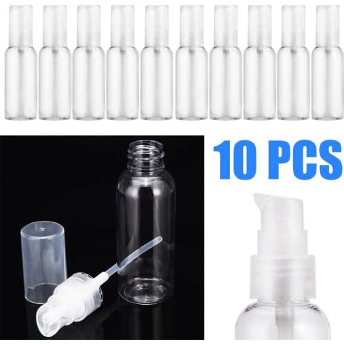 10pcs 50ml Refillable Lotion Bottle Empty Light Weight Makeup Dispenser Pump Container For Travel Portable