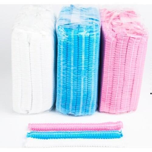 100pcs Disposable Mob Cap Non Woven Anti Dust Hat Head Cover Food Catering Kitchen Disposable Cap hair Protective Catering