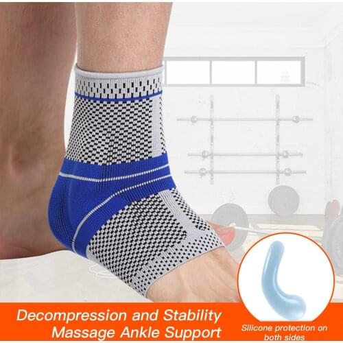 3D Elastic Silicone Ankle Support Brace Fitness Compression Anti-Sprain Protector Basketball Soccer Ankle Guard Weightlift Brace