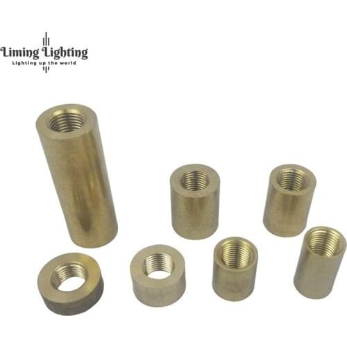 4pcs M10 Copper Female Thread Hollow Tube Brass Cylinder Threaded Coupler Conveyer Brass Lamp Fittings Lighting Accessories