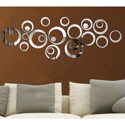 5pcs 3d Mirror Acrylic Wall Stickers Circle Decorative Stickers Room Decoration Home Decor Living Room Luxury Style Bedroom