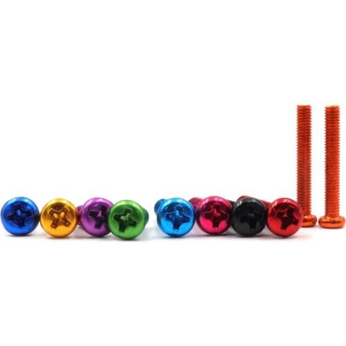 5pcs M5 6063 colored aluminum alloy anodizing Phillips round head screw PM cross pan headed machine teeth bolt 35mm-60mm long
