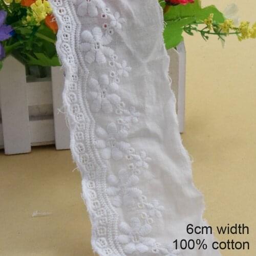 5yards 6cm wide 100% Cotton embroid lace sewing ribbon guipure trim wedding lace DIY dolls Accessories african wedding lace#3229