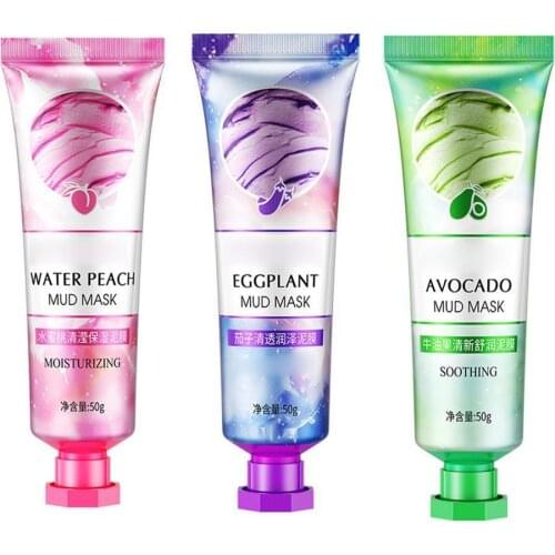 50g Eggplant Clear Smooth Mud Mask Cleaning Pores Fresh Facial Mask Washable Mask Anti-Aging Moisturizing Acne Treatment