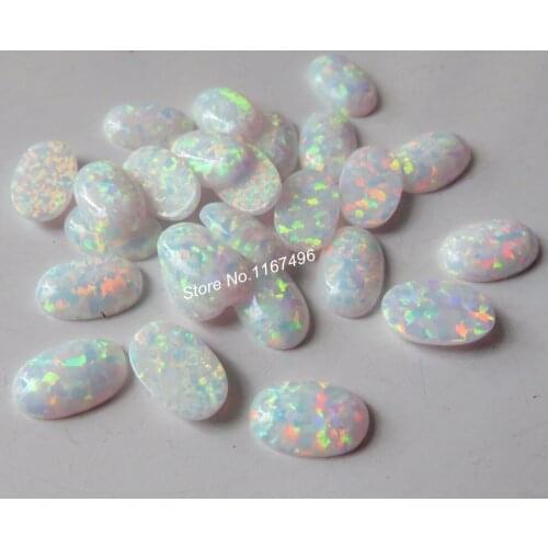 50pcs/lot op17 White 7X11mm Synthetic Oval Cabochon White Fire Opal ,Oval Flatback Opal Stone for Jewelry