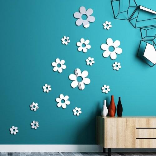 16 Pcs Acrylic Orchid Mirror Wall Stickers Bedroom Bathroom Living Room Decor Home Decoration Accessories