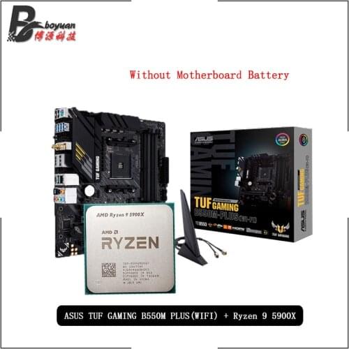 AMD Ryzen 9 5900X R9 5900X CPU + ASUS TUF GAMING B550M PLUS (WI-FI) Motherboard Suit Socket AM4 All new but without cooler