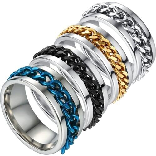 1pcs Titanium Steel Antistress Toy EDC Finger Fidget Spinner RingToys for ADHD Autism Stainless Steel Chain Ring Beer Opener