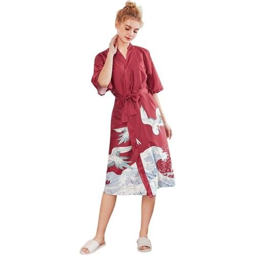 Daeyar Satin Robe Animal Print Robe Sexy Long Bathrobe Silk Dress Half Sleeve Home Clothes Dressing Gown Elegant Nightwear