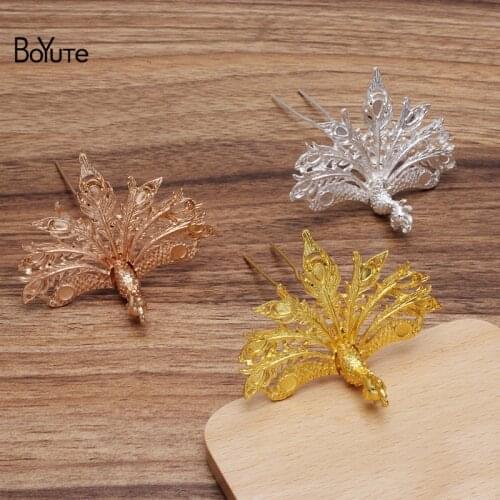 BoYuTe (5 Pieces/Lot) 66*52MM Metal Alloy Three-dimensional Phoenix Hairpin Hair Fork Materials Diy Ancient Hair Accessories