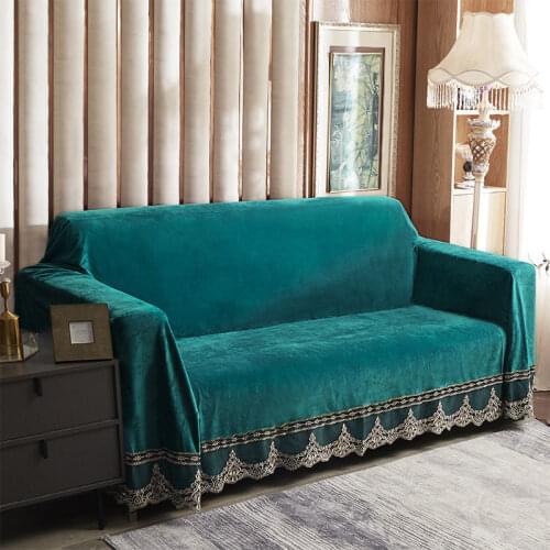3D Floral Sofa Cover Towel For Living Room European Style Plush Slipcovers Furniture Couch Cover Luxury Fabric Lace Decor Covers