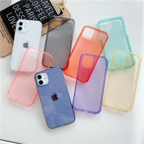 Candy Color Phone Case For iPhone 12 Mini 11 Pro Max XS Max 7 8 Plus X XR SE 2020 6S Simple Transparent Soft Silicone Back Cover