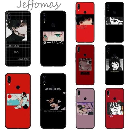 Sad japanese Anime puzzle aesthetic Phone Case For Xiaomi Redmi Note 4 4x 5 6 7 8 pro S2 PLUS 6A PRO