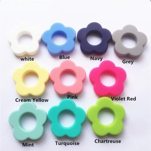 Chenkai 5PCS BAP Free DIY Silicone Sun Flower Beads Baby Chewing Jewelry Teether Toy Necklaces pacifier Chain Holder Accessories