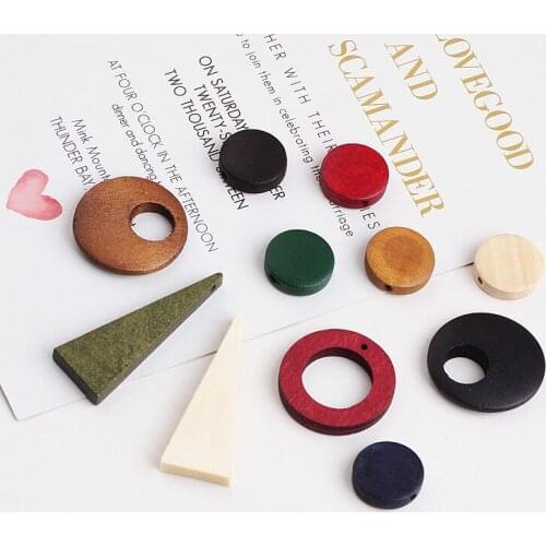 DIY handmade jewelry accessories wood ring earrings wafer geometric triangle pendant material