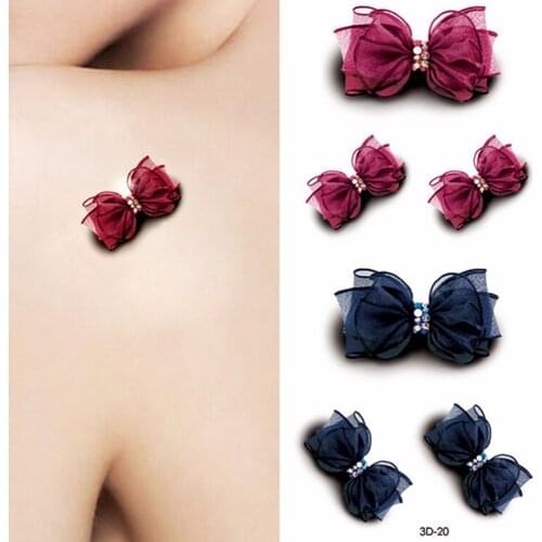 Sexy Fashion 3D Bow Pattern Tattoo Sticker on Women Body Paint Transfer Temporary Tattoos Water Transfer Fake Tatoo
