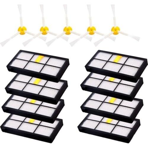 For iRobot Roomba 880 980 860 960, 10pcs Roomba HEPA Filters & 5pcs Roomba Side Brushes Roomba Robotics Vacuum Cleaners Accessor